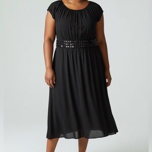 Alfani black round neck with a band of  shimmery sequins dress in size 1x